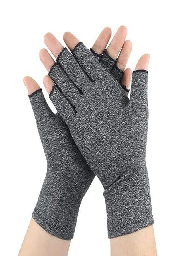 Cetaplast Arthritis Compression Gloves, Gray Half-Finger Design, Pain Relief Support for Joint Inflammation, Therapeutic Comfort Fit large - Image 1