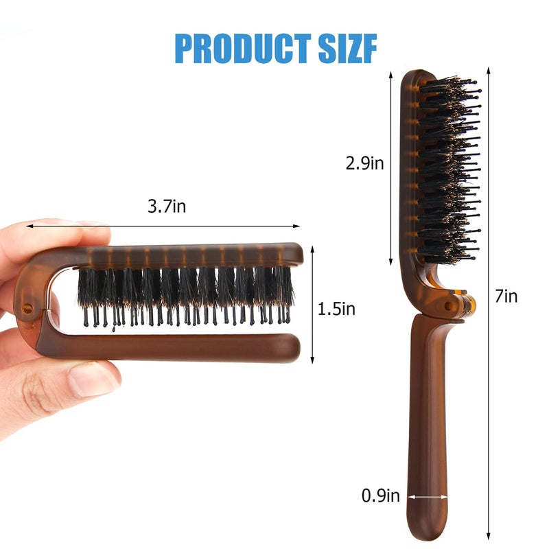 Ancable Travel Folding Hair Brush, Collapsable Portable Pocket Boar Bristle Hair Brush for Thin Thick Hair, Mini HairBrushfor Men Women Kids Thick Thin Curly Straight Wet Dry Hair Restore Shine - Image 5