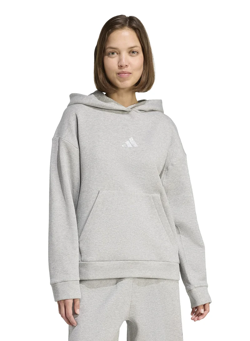 Adidas All Szn Holiday Glitter Fleece Loose Hoodie