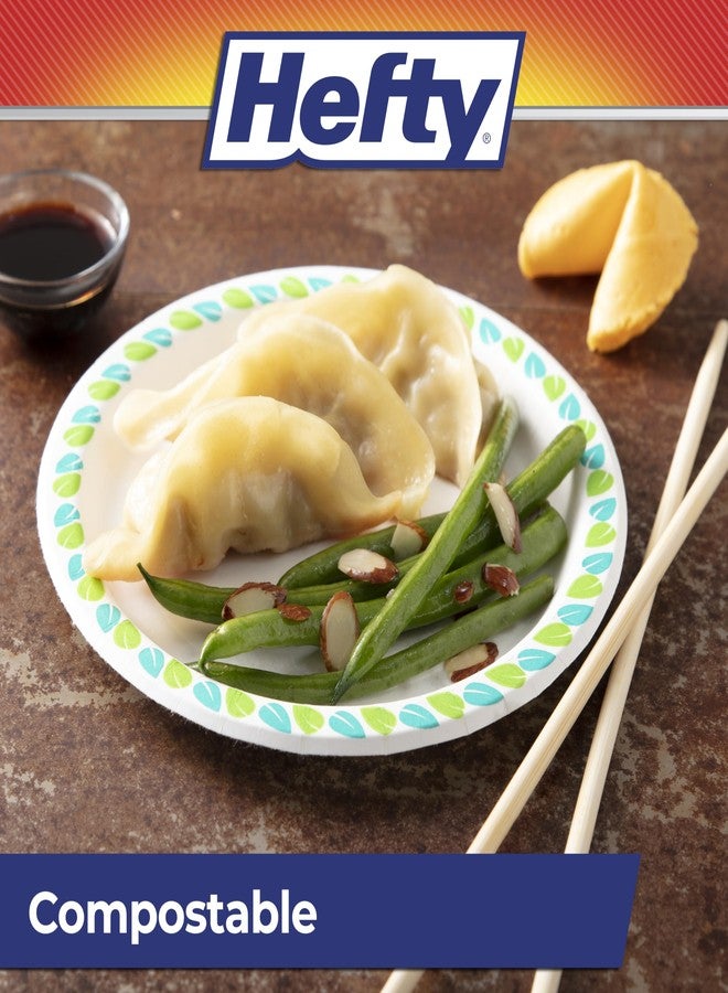 Hefty Compostable Printed Small Paper Plates for Desserts and Appetizers, Soak Resistant and Microwave Safe Compostable Plates, 6 Inch, 40 Count - Image 3