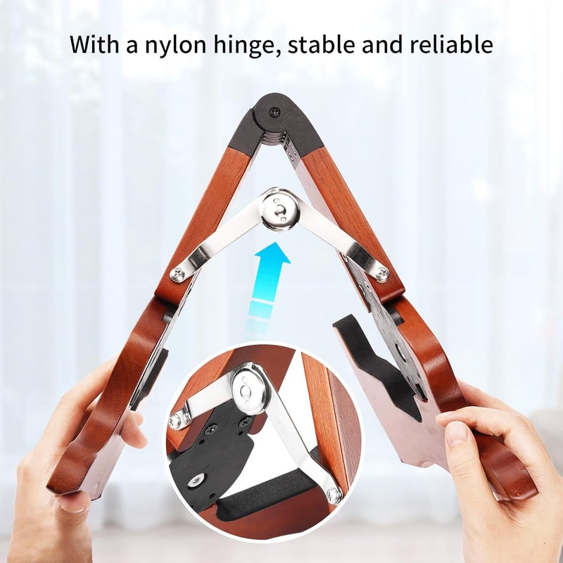Guitto Wooden Guitar Stand - Collapsible Electric Bass Guitar Floor Stand Foldable for Acoustic, Banjo,Ukulele - GGS-13 - Image 2