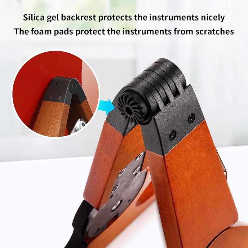 Guitto Wooden Guitar Stand - Collapsible Electric Bass Guitar Floor Stand Foldable for Acoustic, Banjo,Ukulele - GGS-13 - Image 4