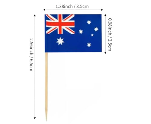 JAVD CYPS 100 Pcs Australia Flag Australian Toothpick Flags Small Mini Stick Cupcake Toppers Australian FlagsCountry Picks Party Decoration Celebration Cocktail Food Bar Cake Flags - Image 5
