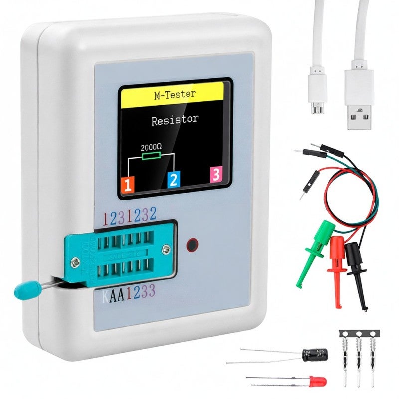 Transistor Tester White One-Button Operation - Self-Calibration Infrared Decode Detector for Electronic Component Testing - Image 1