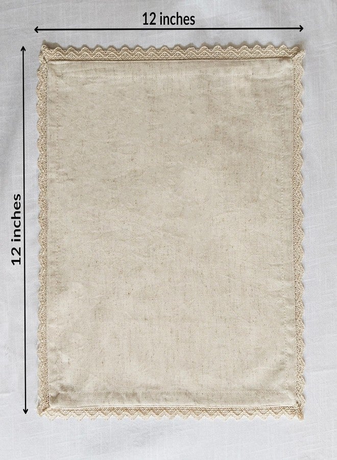 Fingercraft Dinner Napkins Cloth Cotton Blend 12 Pack Premium Quality Mitered Corners Small Table Napkins with Classic Ivory Lace 12 inch Size for Every Day Use in Home and Restaurant Ivory - Image 5