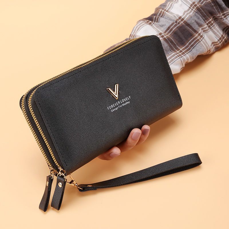 New Womens Long Wallet Large Capacity Zipper Clutch Black 