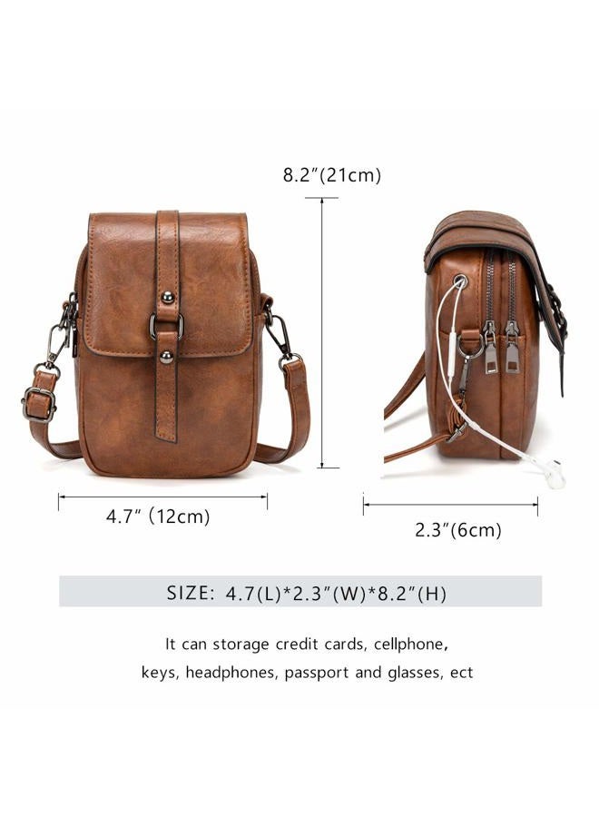 My Friday Women Vintage Crossbody Phone Bag, Small Messenger Shoulder Bag Cash Handbag Wallet Purse - Image 2