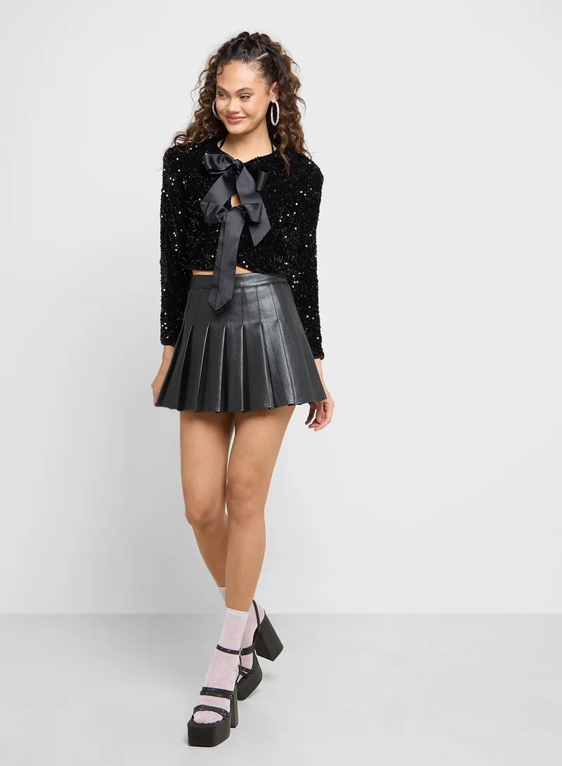 Ginger Bow Tie Up Sequin Jacket