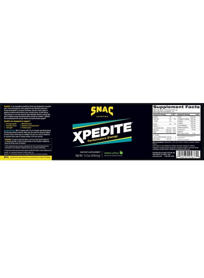 SNAC XPEDITE Preworkout Performance Energy Drink Supplement, Green Apple Pre Workout Powder (24 Servings) - Image 2