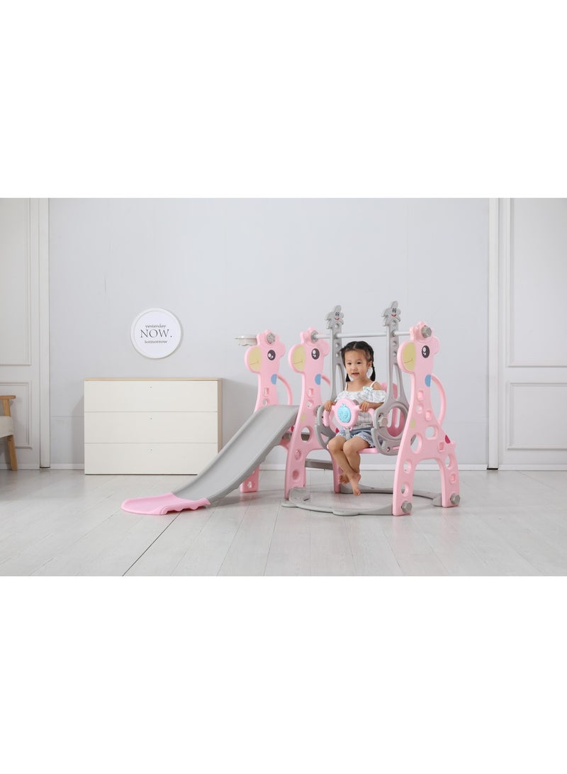 FULL JOY 3-in-1 Kids Slide and Swing Set with Basketball Hoop, Indoor and Outdoor Playset for Toddlers, Kids Climbing Playset - Image 2