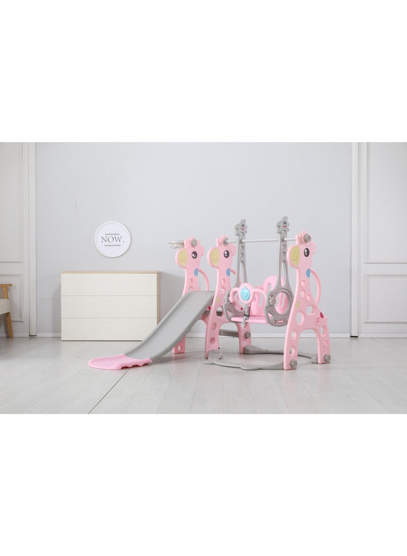 FULL JOY 3-in-1 Kids Slide and Swing Set with Basketball Hoop, Indoor and Outdoor Playset for Toddlers, Kids Climbing Playset - Image 1