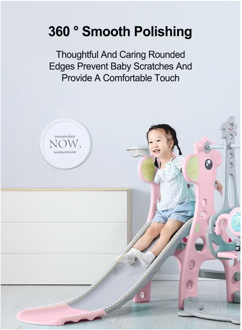 FULL JOY 3-in-1 Kids Slide and Swing Set with Basketball Hoop, Indoor and Outdoor Playset for Toddlers, Kids Climbing Playset - Image 5