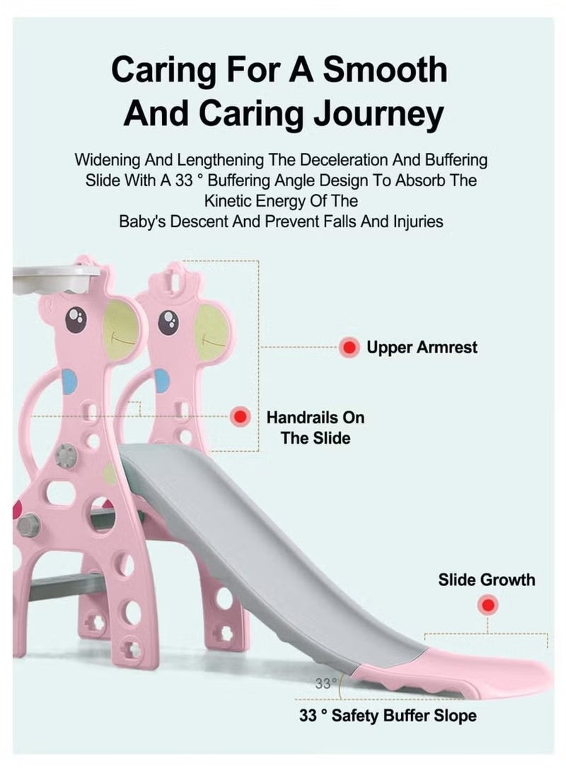 FULL JOY 3-in-1 Kids Slide and Swing Set with Basketball Hoop, Indoor and Outdoor Playset for Toddlers, Kids Climbing Playset - Image 4