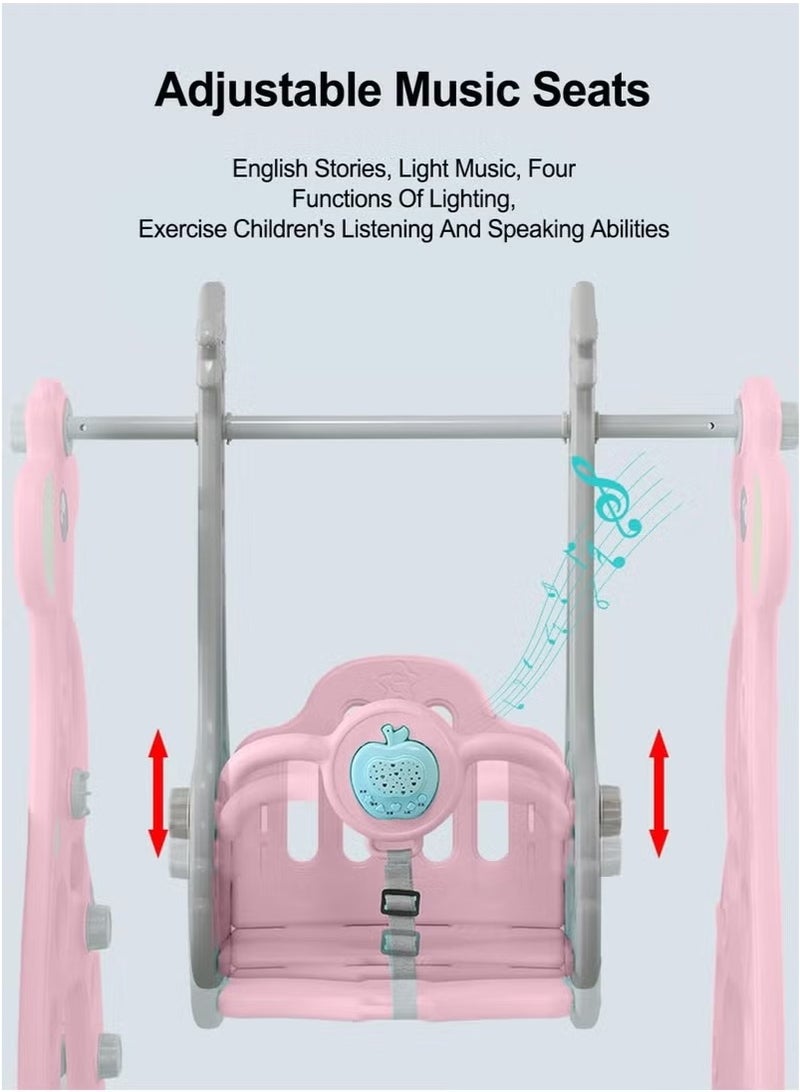 FULL JOY 3-in-1 Kids Slide and Swing Set with Basketball Hoop, Indoor and Outdoor Playset for Toddlers, Kids Climbing Playset - Image 3