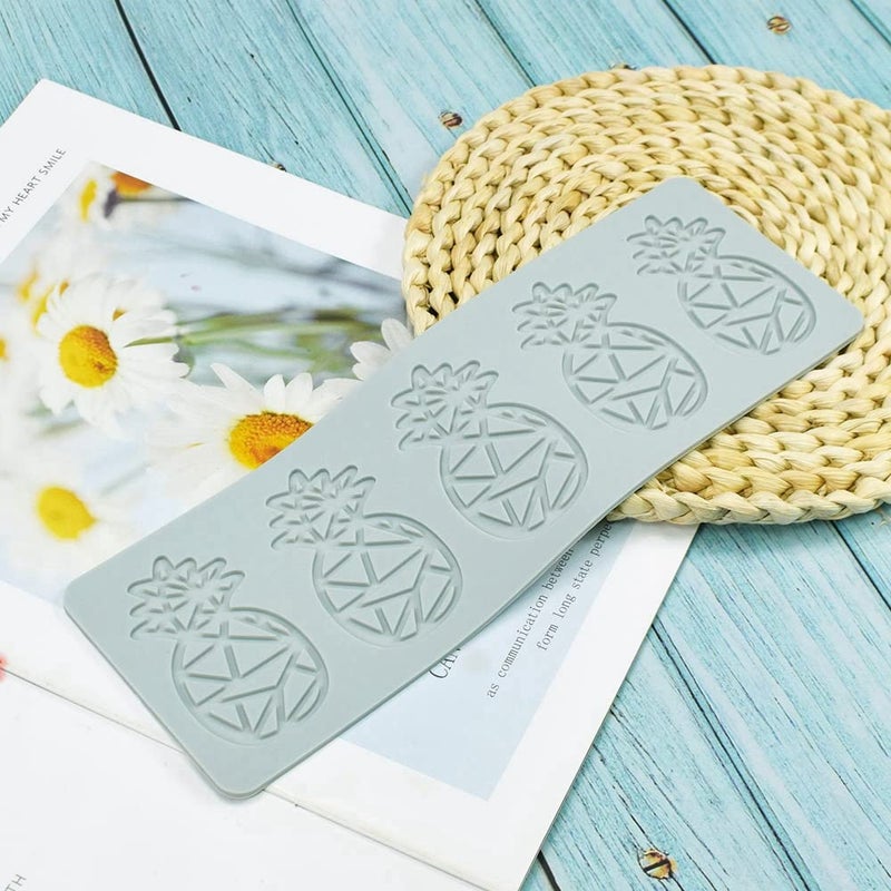 TUKE 3D Hollow Lace Fondant Molds Fruits Leaf Shape Lace Mat Party Cake Decoration Tool Cupcake Mat Silicone Molds for Polymer Clay Chocolate Baking Gummy Mould (Pineapple_10.16x3.4x0.08inch_K) - Image 3