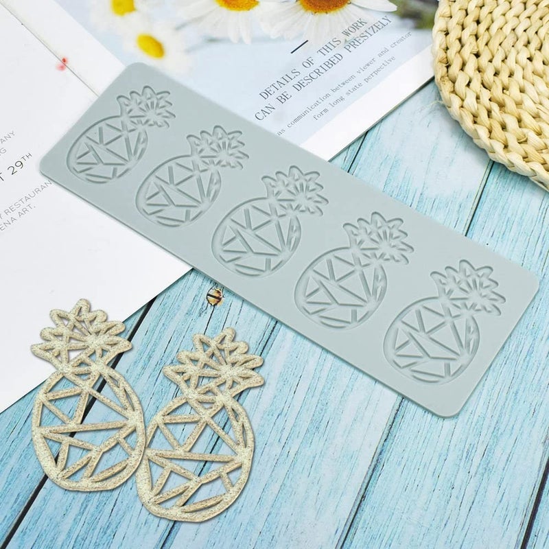 TUKE 3D Hollow Lace Fondant Molds Fruits Leaf Shape Lace Mat Party Cake Decoration Tool Cupcake Mat Silicone Molds for Polymer Clay Chocolate Baking Gummy Mould (Pineapple_10.16x3.4x0.08inch_K) - Image 1