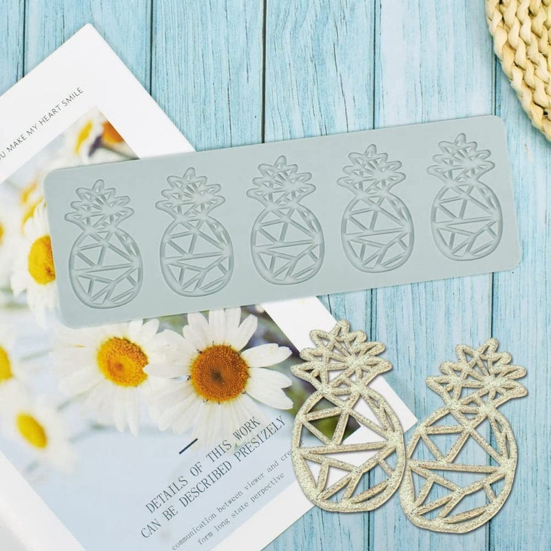 TUKE 3D Hollow Lace Fondant Molds Fruits Leaf Shape Lace Mat Party Cake Decoration Tool Cupcake Mat Silicone Molds for Polymer Clay Chocolate Baking Gummy Mould (Pineapple_10.16x3.4x0.08inch_K) - Image 2