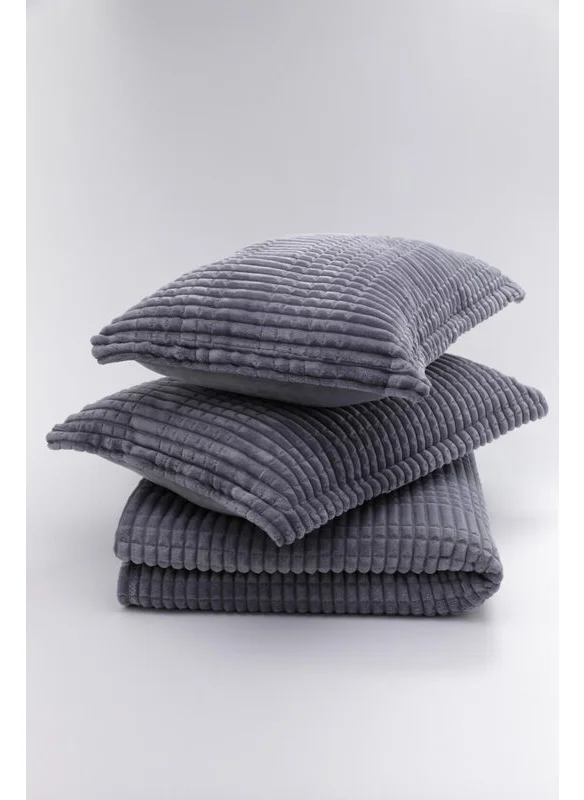 ميرينوس Merino - Dark Gray Double 3 Piece Blanket