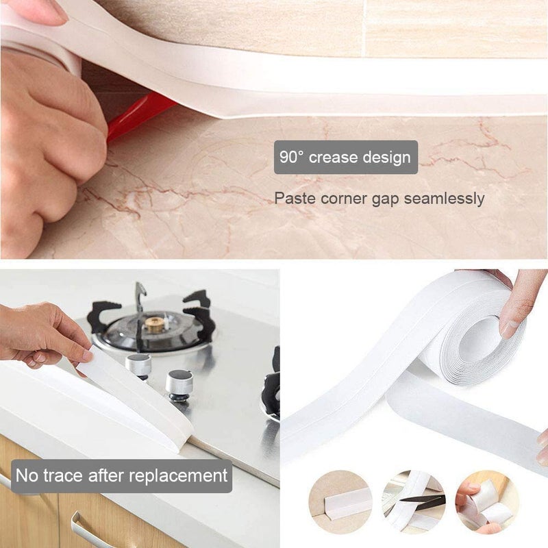 Orrda Orrda Caulk Strip PVC Self Adhesive Wall Seal Ring Caulk Tape Caulking Sealing Tape for Kitchen Countertop Sink Bathroom Toilet and Bathtub Floor Wall Edge Protector 32 MeterWhite  - Image 4