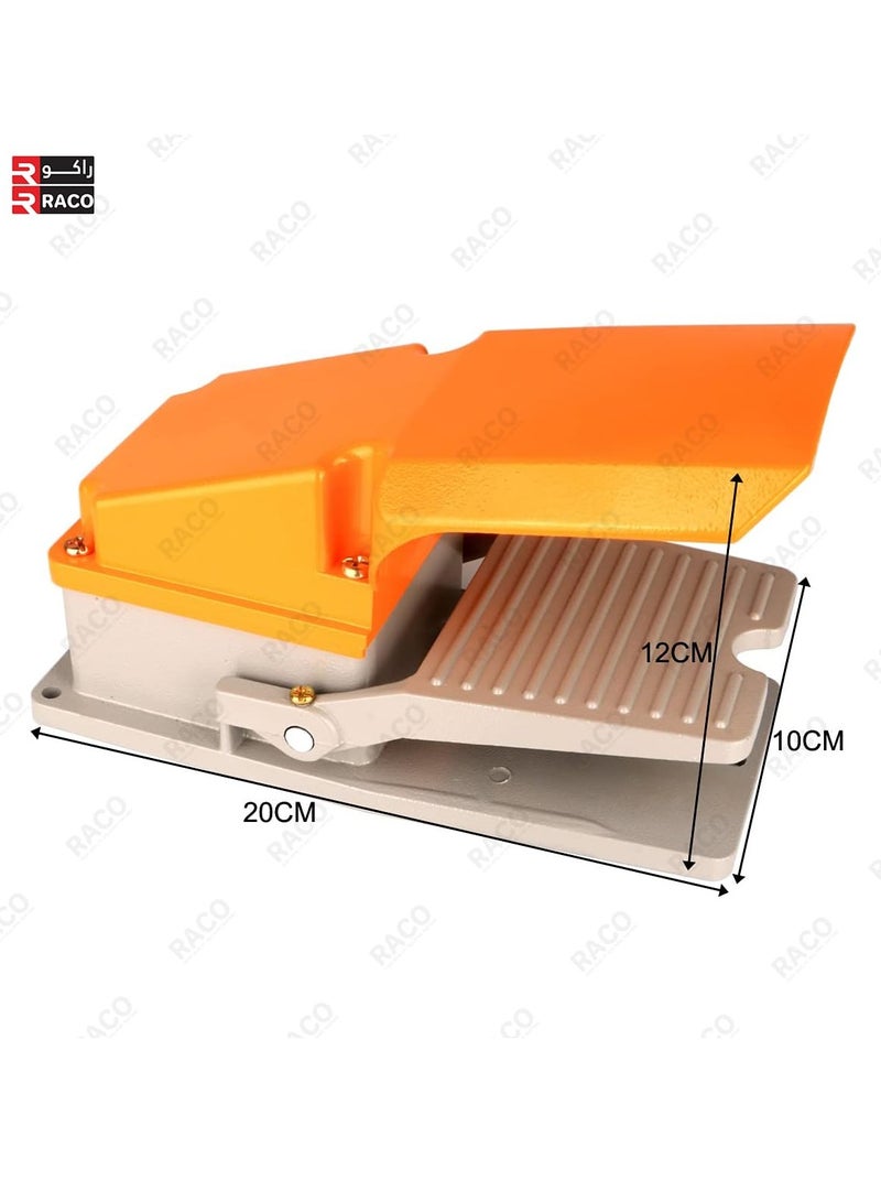 RACO USPRO LT-4 Heavy Duty Metal Foot Switch Maintained Action SPDT NO NC Momentary Electric Pedal Foot Switch with Foot Guard Aluminium Case 250V/15A - Image 2