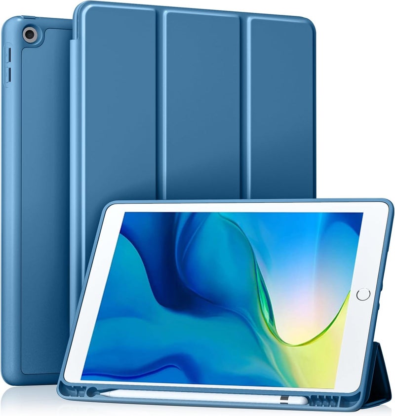 Akkerds Case Compatible with iPad 10.2 Inch 2021/2020/2019, for iPad 9th/8th/7th Generation Case with Pencil Holder, Protective with Soft TPU Back, Auto Sleep/Wake Cover, Bluemist - Image 1