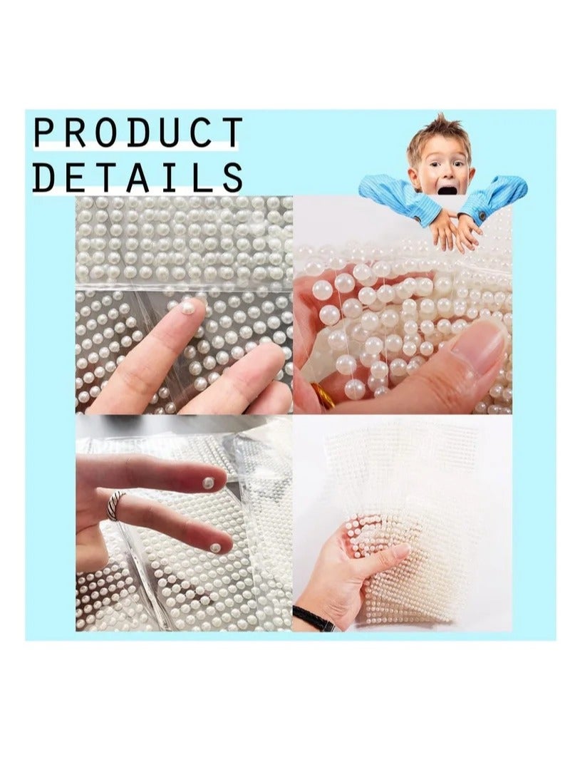 general Self-adhesive Pearl Sticker Makeup, White Pearl Gemstone, Diy Craft Home Decor Scrapbook Decoration Accessories, 4 Sizes - Image 3