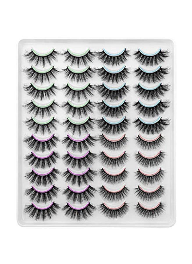 DYSILK 20 Pairs 6D Faux Mink Eyelashes Fluffy Lashes Wispy Dramatic False Eyelashes Natural Volume Fake Eyelashes Long Handmade Soft Reusable Thick Lashes 4 Styles Mixed No Glue  - Image 1