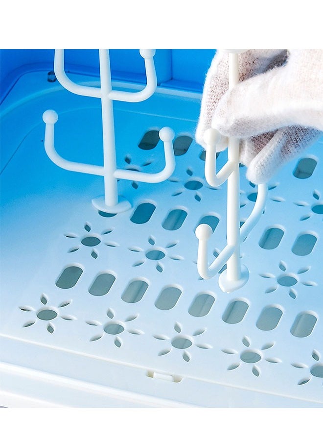 ZCM-HAPPY - Portable Large Baby Bottle Storage Box, Baby Tableware Storage Box, Drain and Dustproof Drying Rack, with UV Disinfection - Image 1