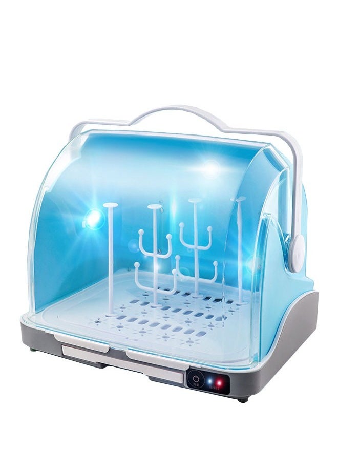 ZCM-HAPPY - Portable Large Baby Bottle Storage Box, Baby Tableware Storage Box, Drain and Dustproof Drying Rack, with UV Disinfection - Image 1
