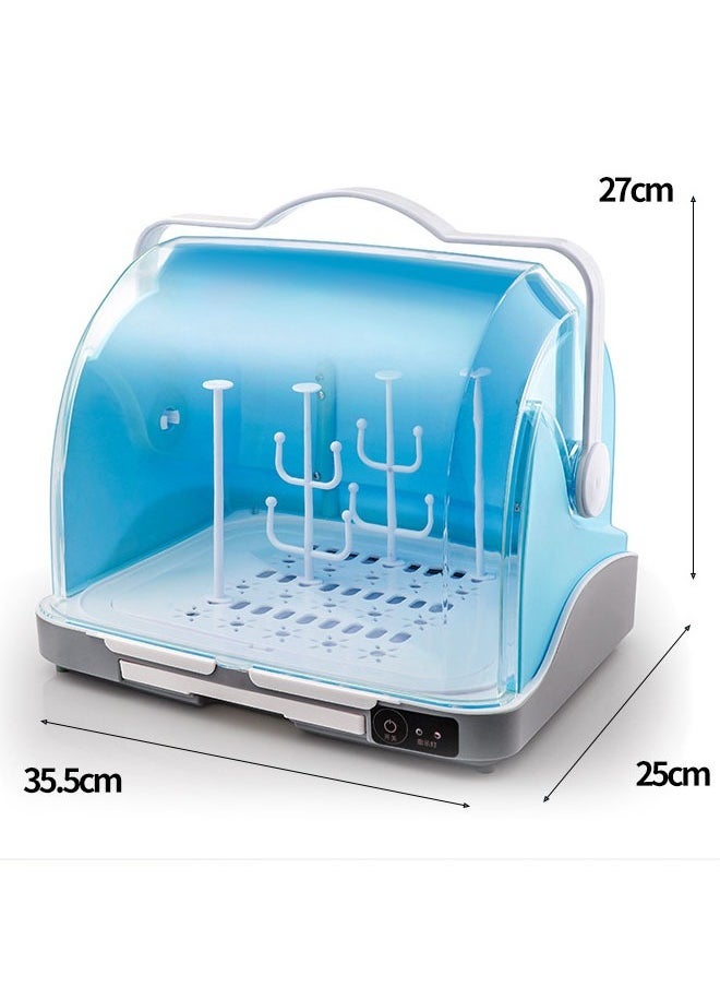 ZCM-HAPPY - Portable Large Baby Bottle Storage Box, Baby Tableware Storage Box, Drain and Dustproof Drying Rack, with UV Disinfection - Image 1