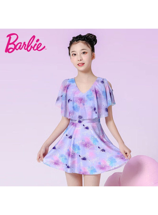 Barbie باربي ملابس سباحة للأطفال، بدلة سباحة شاطئية للبنات، بنمط الأميرة الكورية، للفتيات الأكبر سناً، صيف، أنيقة، ربيع حار، زي سباحة - Image 1