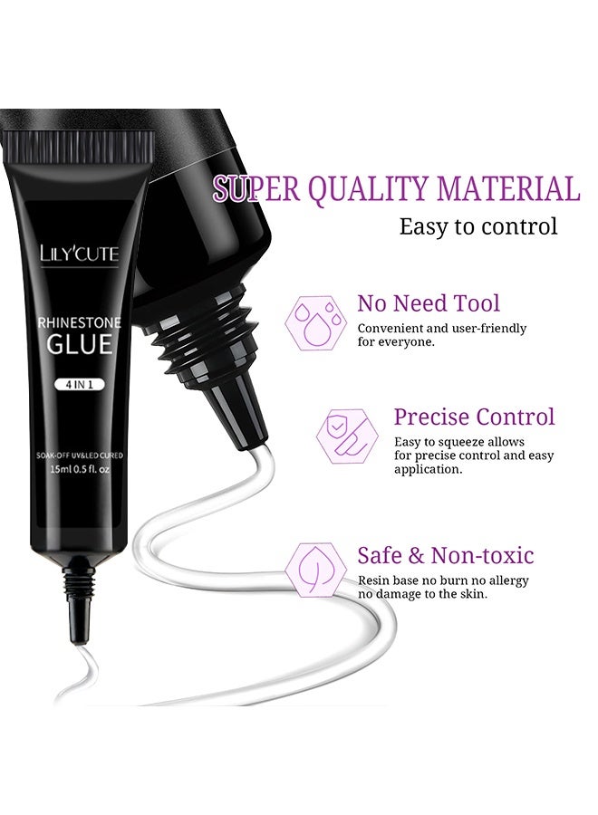 LILYCUTE Rhinestone Glue, 3D Gel Nail Art, Sculpting Gel Glue for Drawing, Molding, Sculpture, Gems and Decoration, No Wipe Clear Gel Polish for DIY Nail Designs, 15g - Image 3