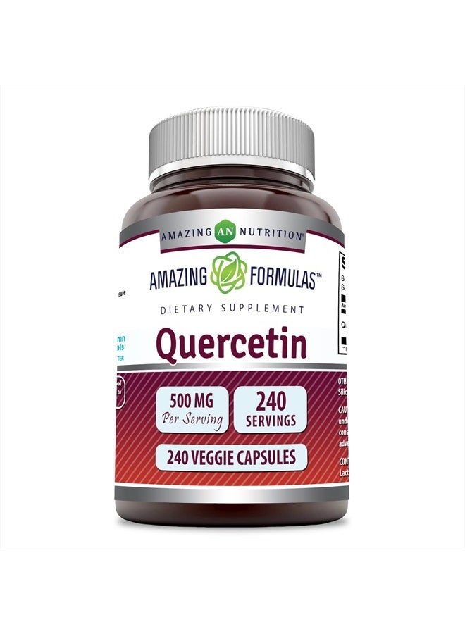 Amazing Nutrition Amazing Formulas Quercetin 500mg Veggie Capsules Supplement | Non-GMO | Gluten Free | Supports Overall Health & Well Being (240 Count) - Image 1
