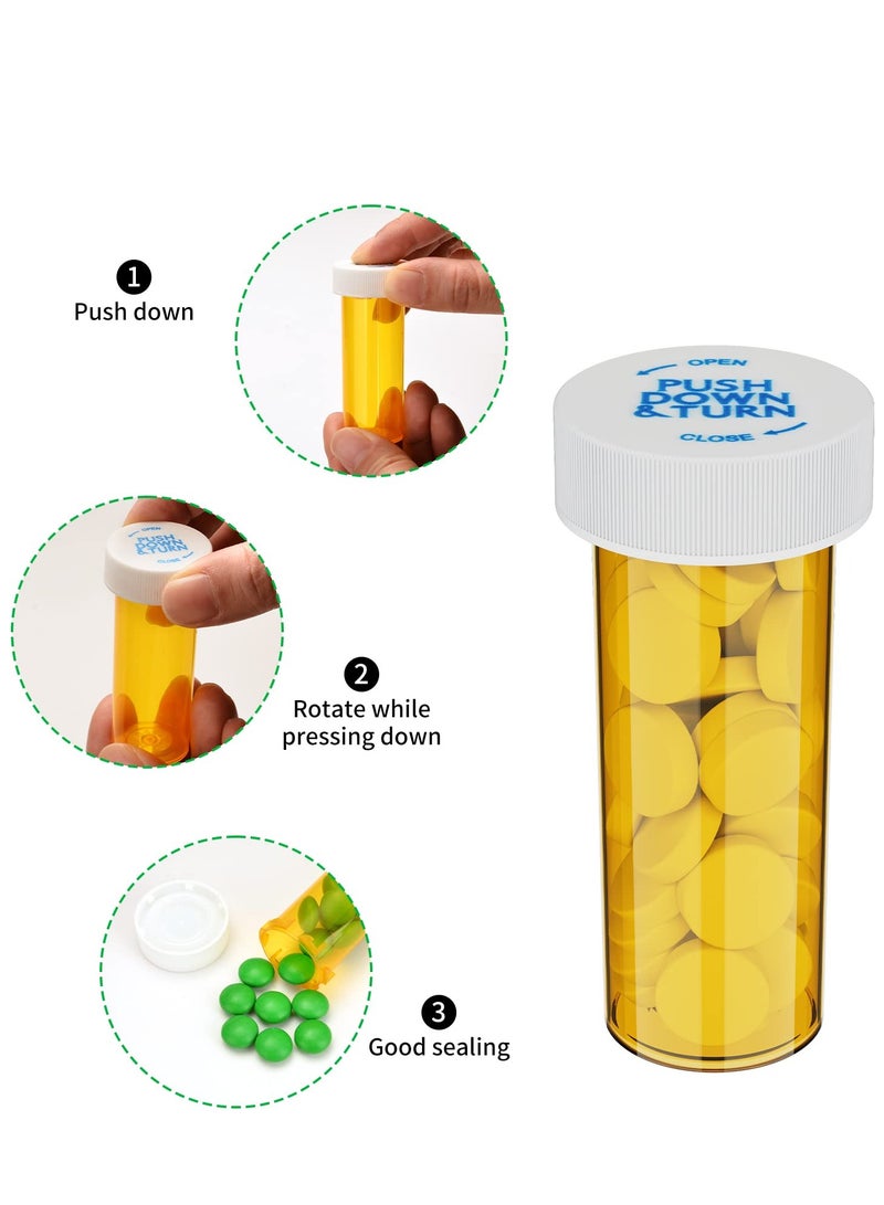 Empty Plastic Medicine Pill Bottles with Child Resistant Caps, 6 Dram Small Prescription Medicine Containers, Travel Pill Vials, Durable Waterproof Clear Pill Case Organizers (20 Pack) - Image 5