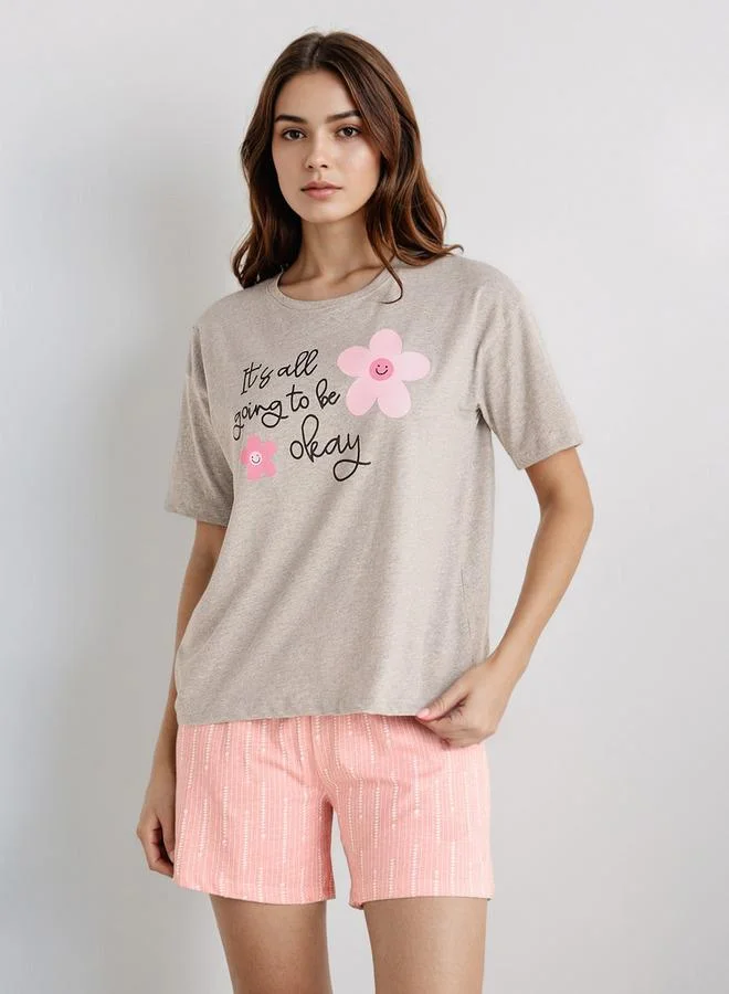 سبلاش فيڤ طقم بيجامة قطنية تي شيرت وشورت