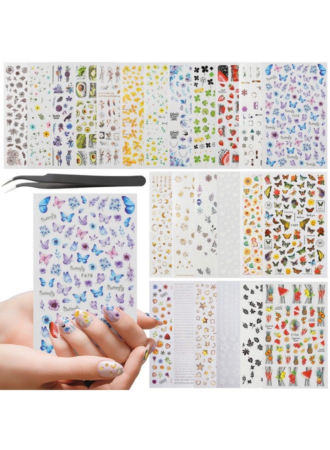 WSYUB Nail Stickers 24 Stickers For Nails Art Self Adhesive Nail Art Sticker Decals Nail Supplies Kit Large Sheets - Image 1