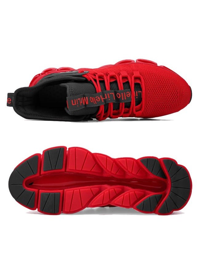 Hello MrLin Men's Running Shoes Non Slip Athletic Tennis Walking Blade Type Sneakers Hip Hop Red/Black, 43 EU - Image 4