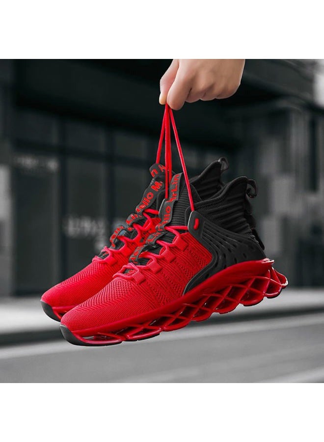 Hello MrLin Men's Running Shoes Non Slip Athletic Tennis Walking Blade Type Sneakers Hip Hop Red/Black, 43 EU - Image 2
