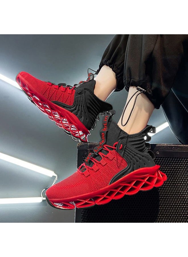 Hello MrLin Men's Running Shoes Non Slip Athletic Tennis Walking Blade Type Sneakers Hip Hop Red/Black, 43 EU - Image 3