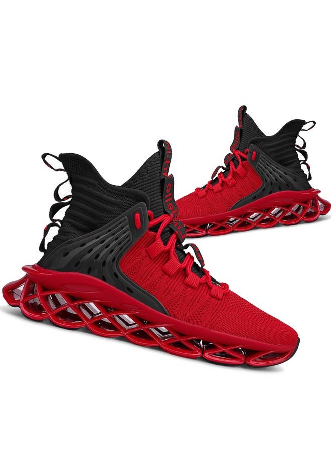 Hello MrLin Men's Running Shoes Non Slip Athletic Tennis Walking Blade Type Sneakers Hip Hop Red/Black, 43 EU - Image 1
