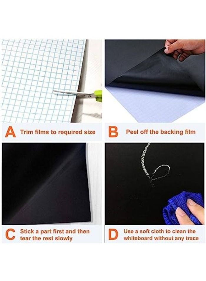 ورق سبورة سوداء ذاتي اللصق طويل للغاية قابل للازالة مقاس 45 × 200 سم، لديكور حائط المكتب والمنزل والمدرسة - Image 4