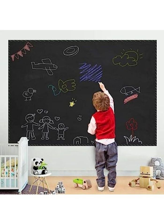 ورق سبورة سوداء ذاتي اللصق طويل للغاية قابل للازالة مقاس 45 × 200 سم، لديكور حائط المكتب والمنزل والمدرسة - Image 2