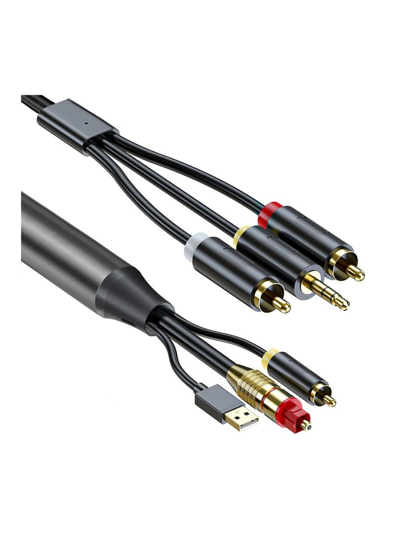 كابل تحويل الصوت الرقمي إلى التناظري AV300، كابل SPDIF/بصري رقمي ومحوري إلى تناظري L/R RCA و3.5 مم ستيريو AUX لأجهزة Xbox/ PS4/ PS5/ التلفزيون/ ستيريو المنزل (3 متر) - Image 1