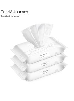 TEN-M JOURNEY Ultra Soft Wet Wipes Toilet Sheets, Flushable Cotton Toilet Wet Wipes, Eco-Friendly Portable Pure Water Wet Wipes Sheets 60 Sheets Per Pack  - Image 1