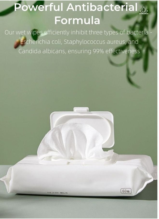 TEN-M JOURNEY Ultra Soft Wet Wipes Toilet Sheets, Flushable Cotton Toilet Wet Wipes, Eco-Friendly Portable Pure Water Wet Wipes Sheets 60 Sheets Per Pack  - Image 5