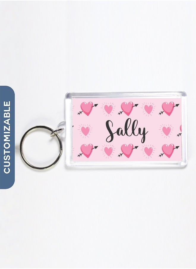 Share the Love - Personalised Keychain - Heart Print Key Ring - Image 1