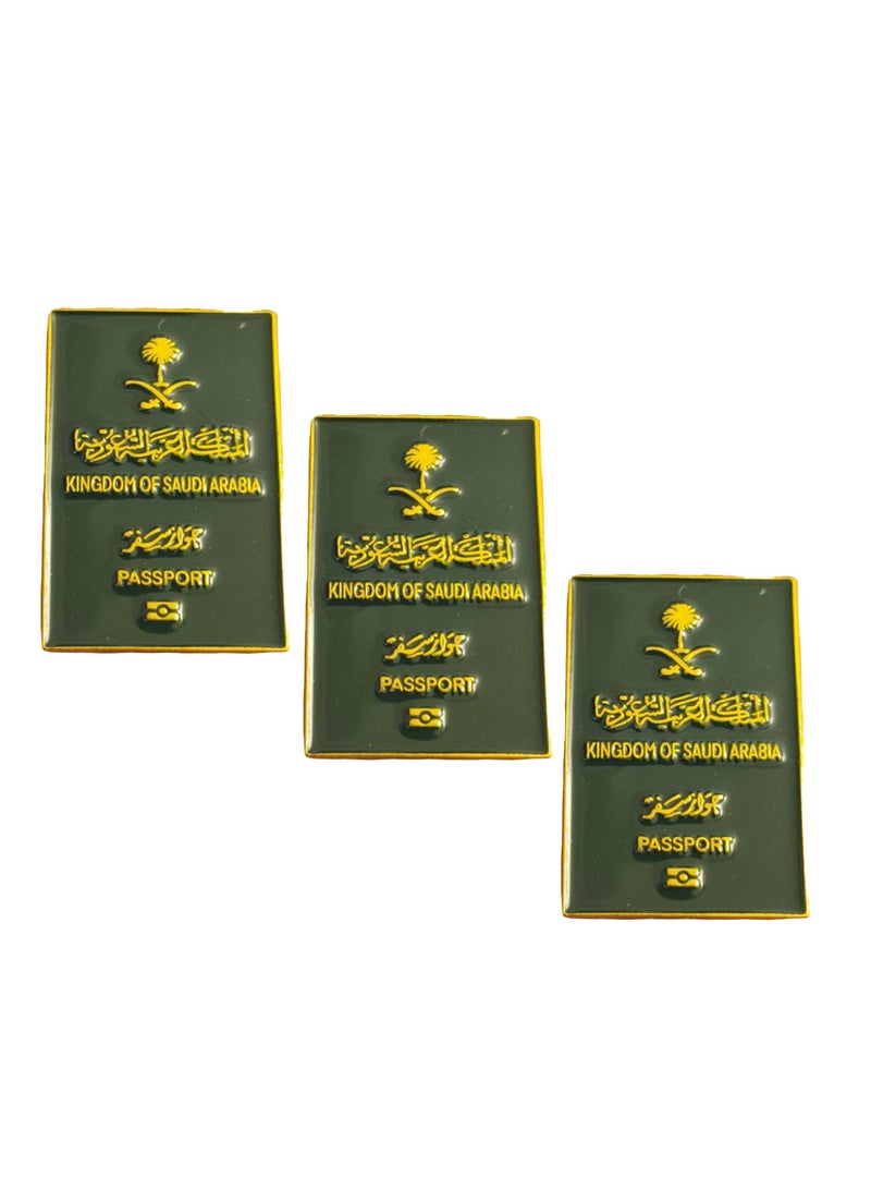 3 Pieces of Saudi Passport Shape Metal Sticker for Mobile or Any Smooth Surface - Image 1
