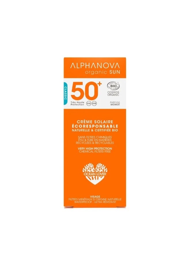 Alphanova Sun Face Cream Environment Friendly SPF50+ Organic 50g - Image 1
