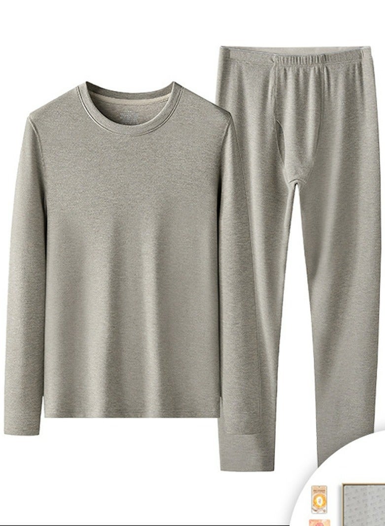 Loquat Mens Long Johns Fleese And Thick Thermal Underwear Set, 2 Piece Cold Weather Base Layer Set for Men Light Khaki 