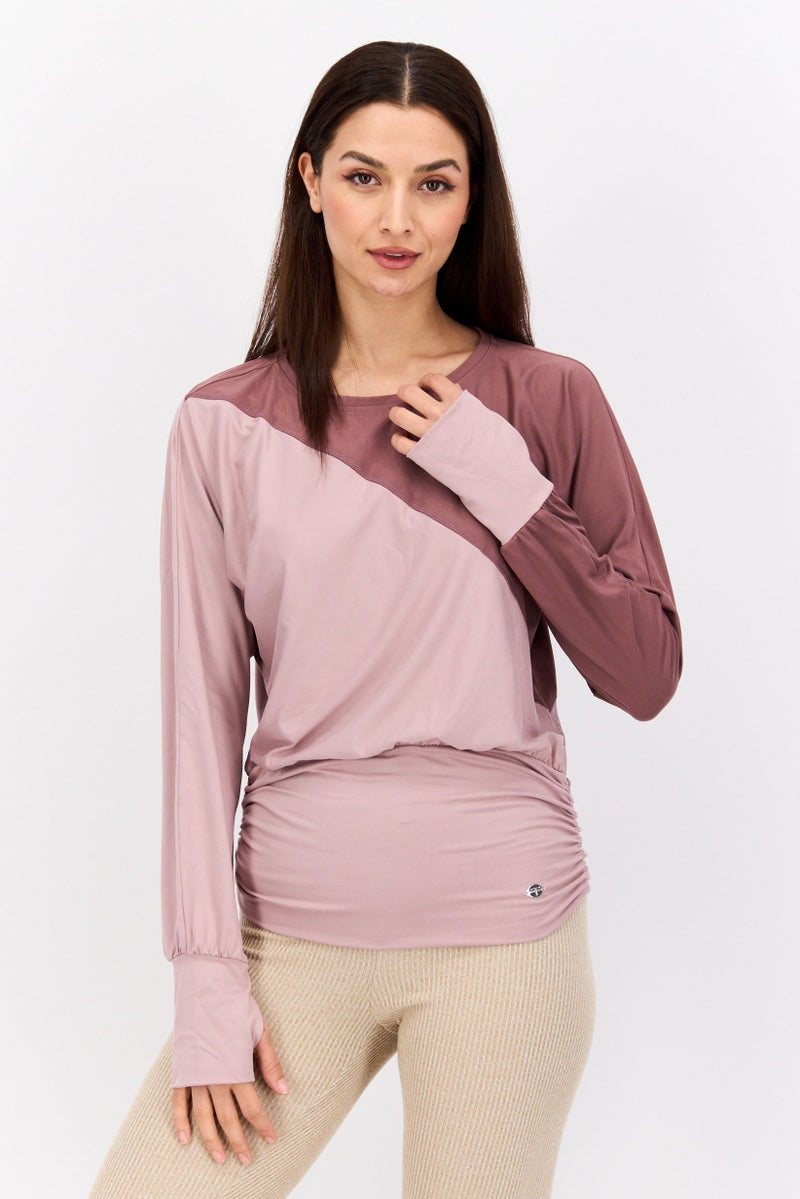 Tahari تي شيرت رياضي نسائي من تاهاري بأكمام طويلة مناسب للأنشطة الخارجية، لون موف - Image 1